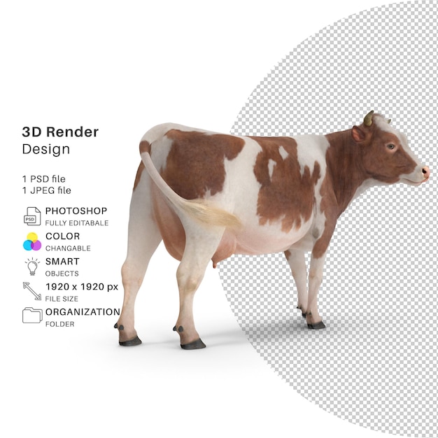 Modelo de renderizado 3d de vaca