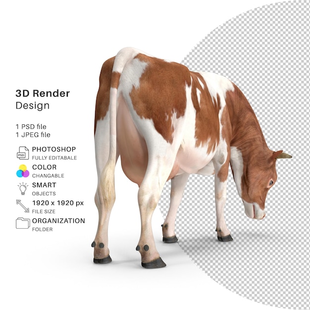 PSD modelo de renderizado 3d de vaca