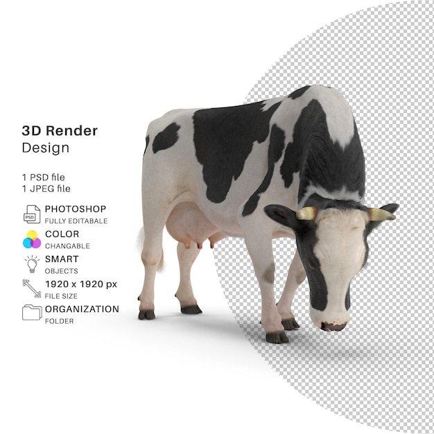 Modelo de renderizado 3d de vaca