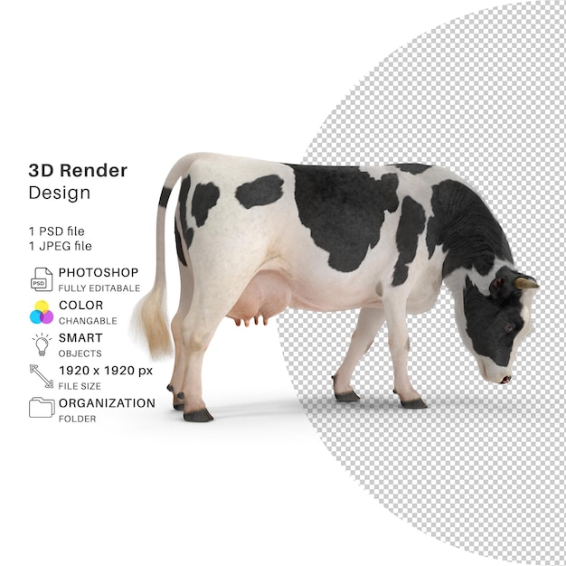 Modelo de renderizado 3D de vaca