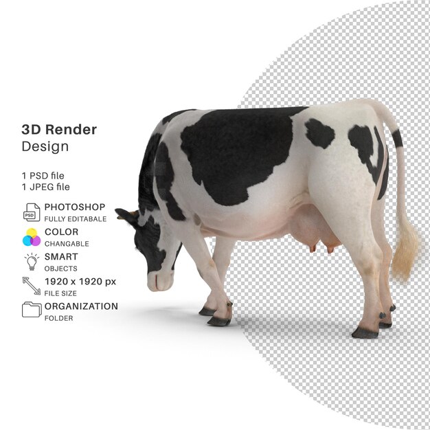 Modelo de renderizado 3D de vaca