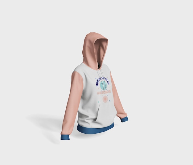 Modelo de ropa con capucha de bloque de color