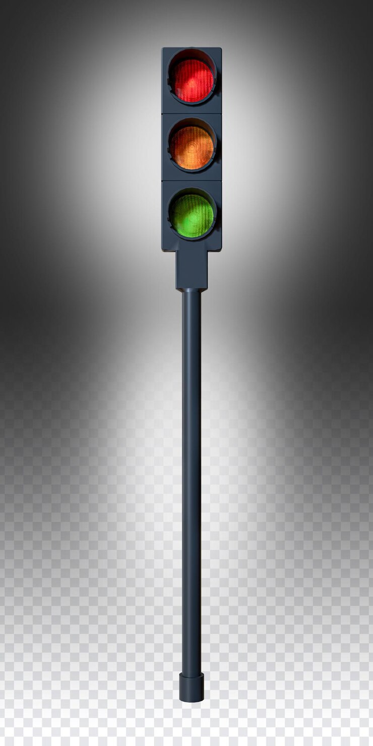 PSD modelo de semáforo 3 png vista frontal para la composición