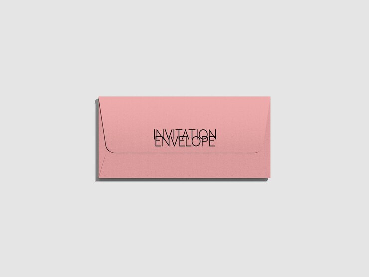 PSD modelo de sobre de invitación minimalista en color rosa