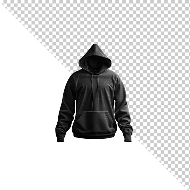 Modelo de sudadera con capucha aislado sobre un fondo transparente