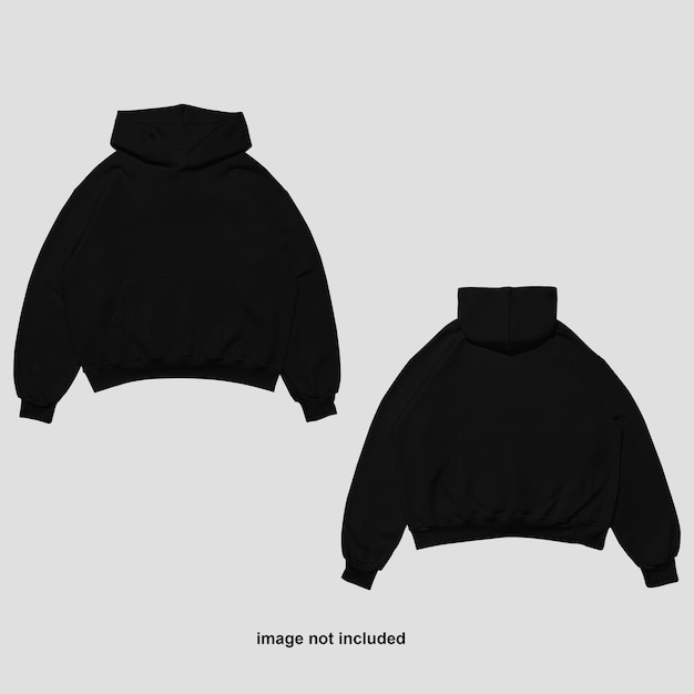 Modelo de sudadera con capucha negra de gran tamaño