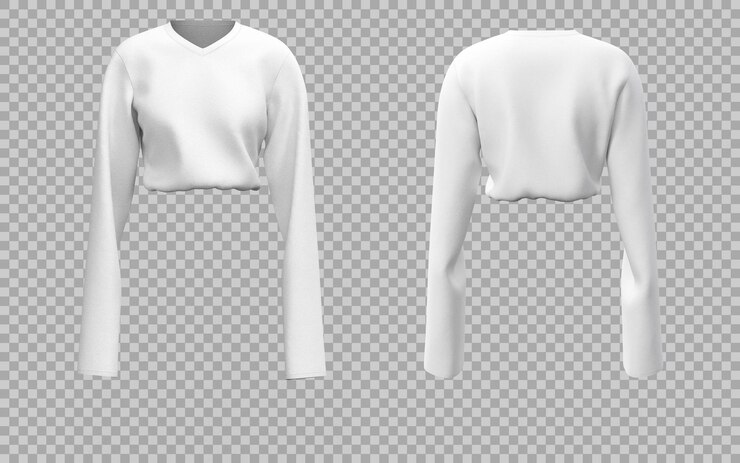 PSD modelo de sudadera de manga larga cortada para mujeres