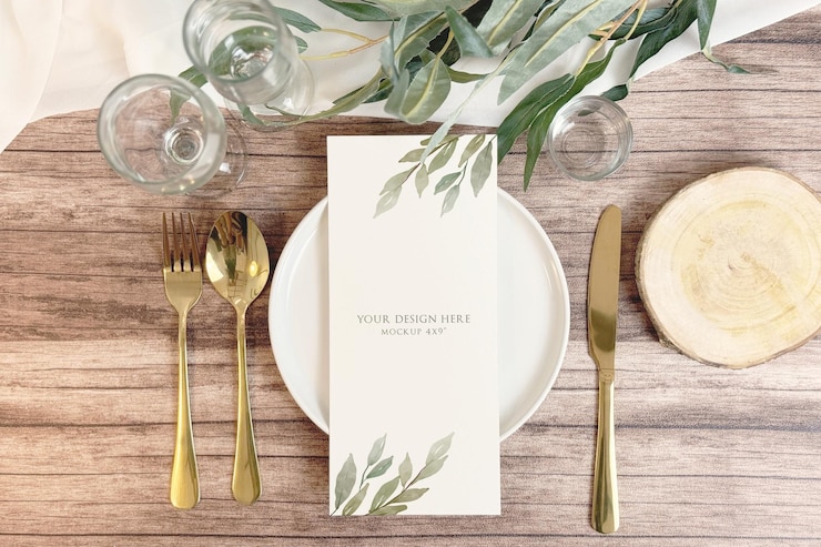 PSD modelo de tarjeta de menú de boda
