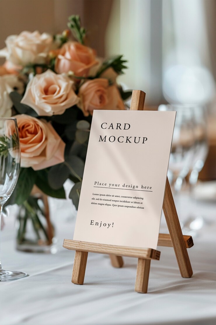 Modelo de tarjeta de la mesa de bodas de melocotón