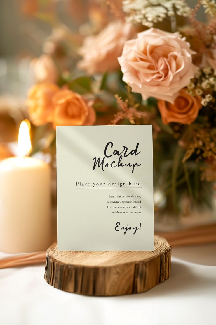 Modelo de tarjeta de la mesa de bodas de melocotón