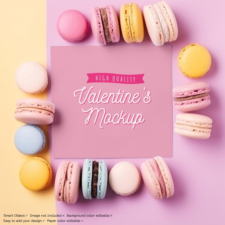 PSD modelo de tarjeta de san valentín rodeado de rosquillas