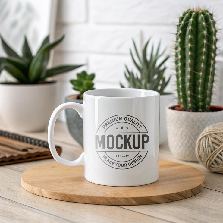 Modelo de taza de café de cerámica blanca