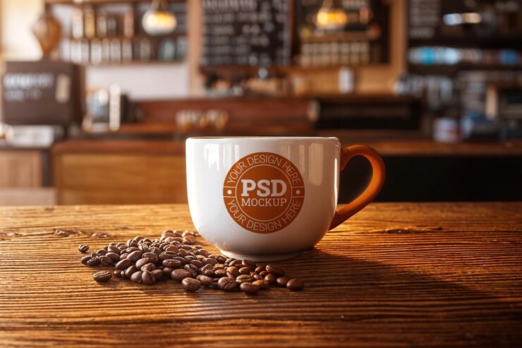 Modelo de taza de café con frijoles