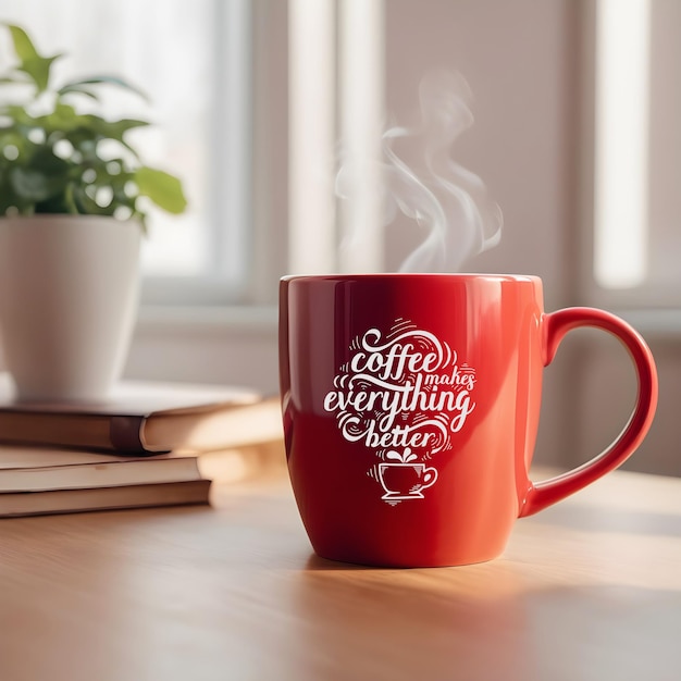 Modelo de taza de café roja