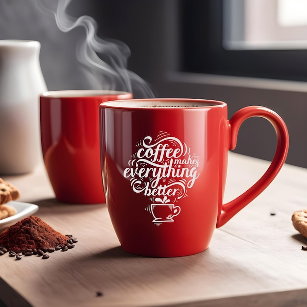 Modelo de taza de café roja