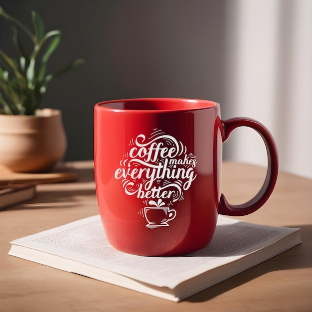 Modelo de taza de café roja