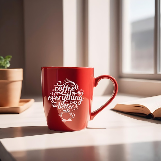 Modelo de taza de café roja