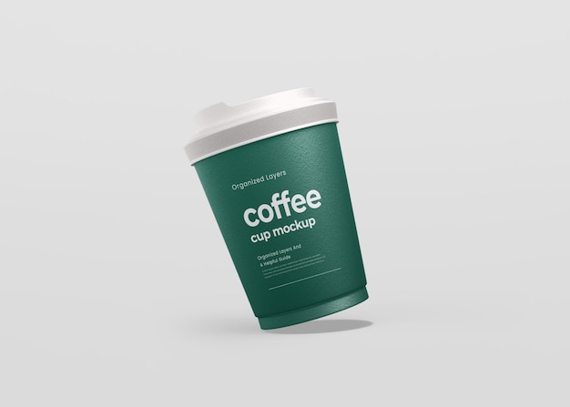 Modelo de taza de café verde con tapa blanca