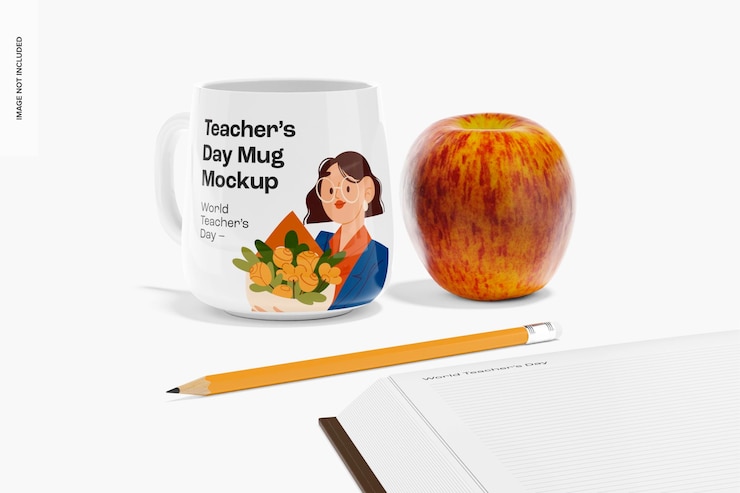 PSD modelo de taza para el día del maestro