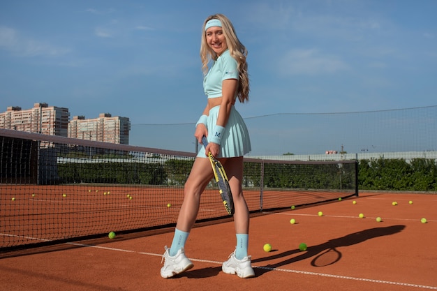 Modelo de traje de tenis con estética de los años 80