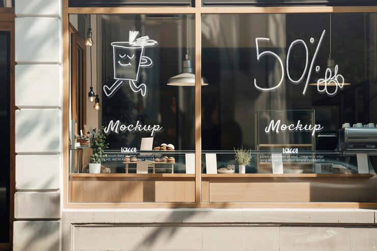 PSD modelo de ventana de una tienda