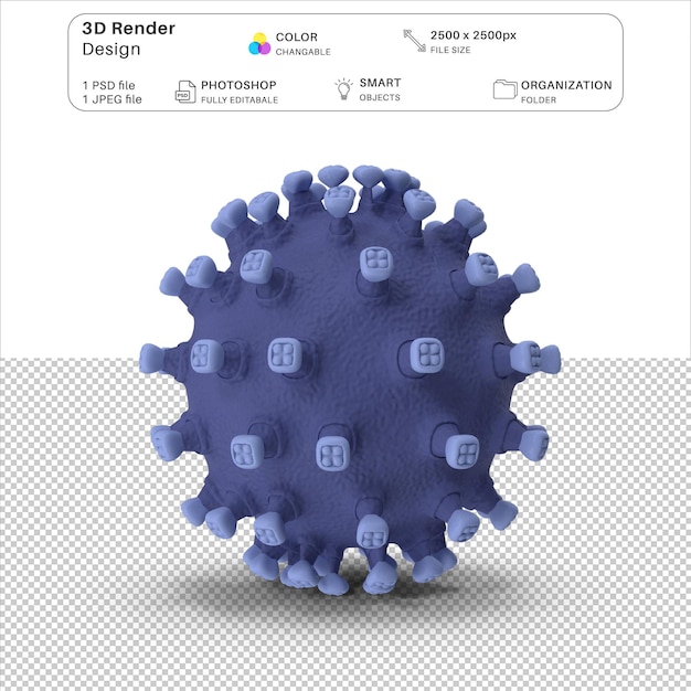 PSD modelo de virus en 3d para psd