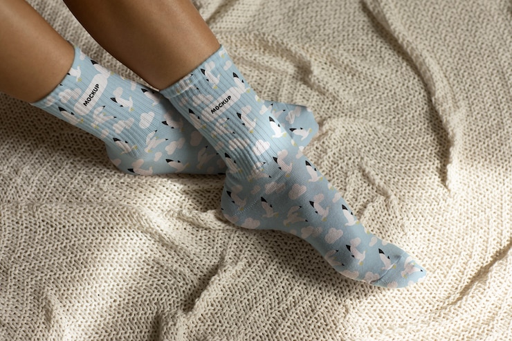 PSD modelo de vista superior con calcetines geniales