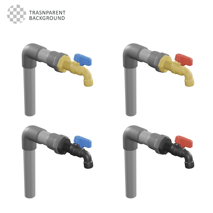 PSD modelos 3d isométricos de torneiras