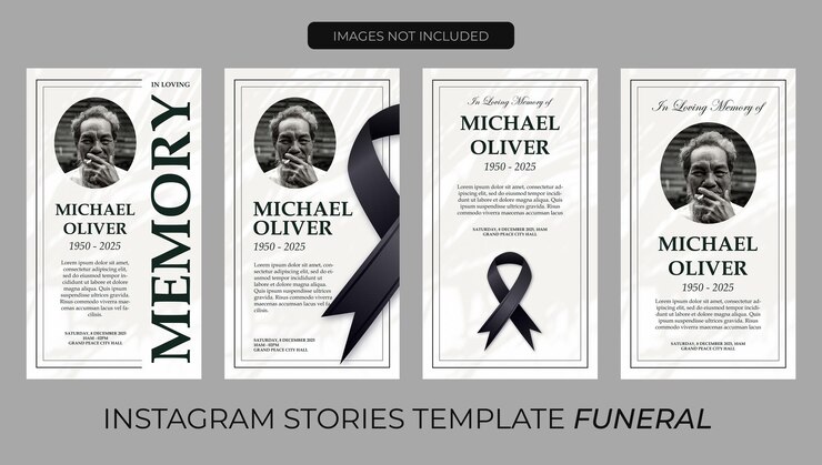 PSD modelos de histórias de funeral no instagram para michael oliver