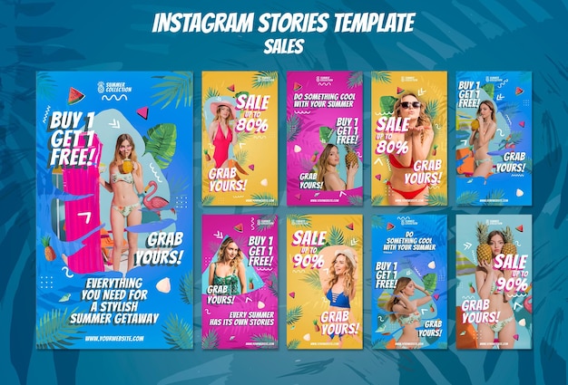 Modelos de histórias de instagram de vendas de verão