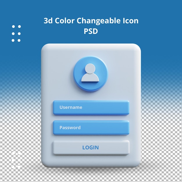 PSD modelos de página de login da web realistas modernos 3d render