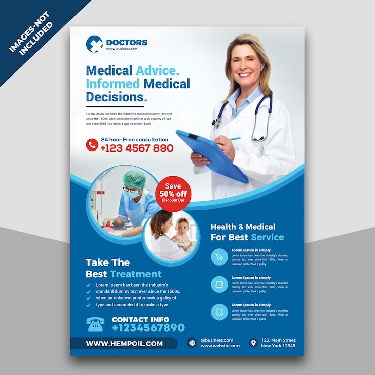 PSD modelos de panfletos de saúde e médicos