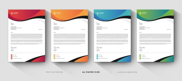 Modelos de papel timbrado de negócios modernos Design profissional com variação de cores