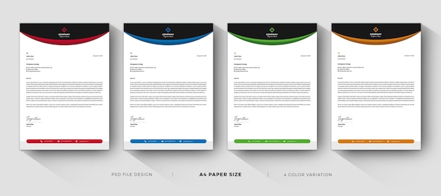 Modelos de papel timbrado - Design profissional com variação de cores