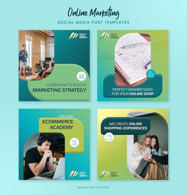 Modelos de postagem de mídia social de marketing para negócios on-line e crescimento digital