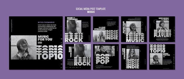 PSD modelos de postagem de mídia social de música com foto