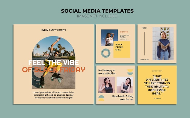 Modelos de postagem de mídia social em estilo retro