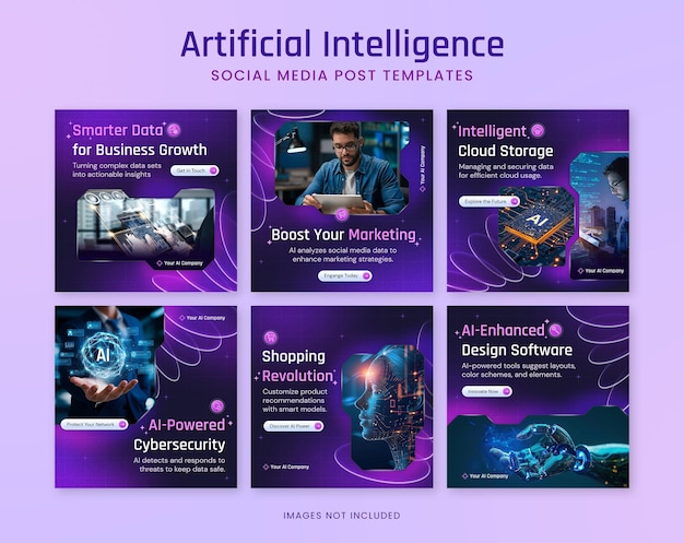 Modelos de postagem de mídia social futuristas para empresas de IA e tecnologia
