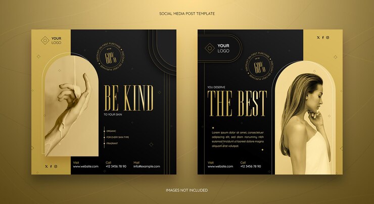 PSD modelos de postagem de mídia social para publicidade de cuidados com a pele e beleza