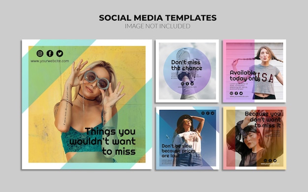 Modelos de postagem do Instagram de mídia social gradiente