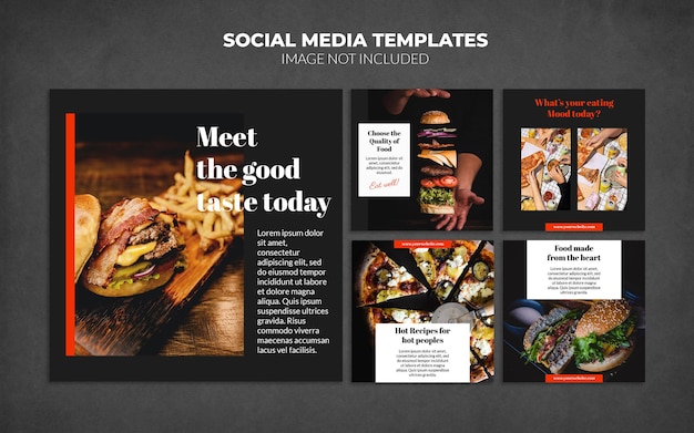 PSD modelos de postagem do instagram para mídia social de alimentos