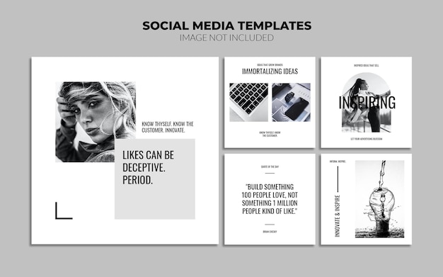 Modelos de postagem em preto e branco de mídia social do instagram