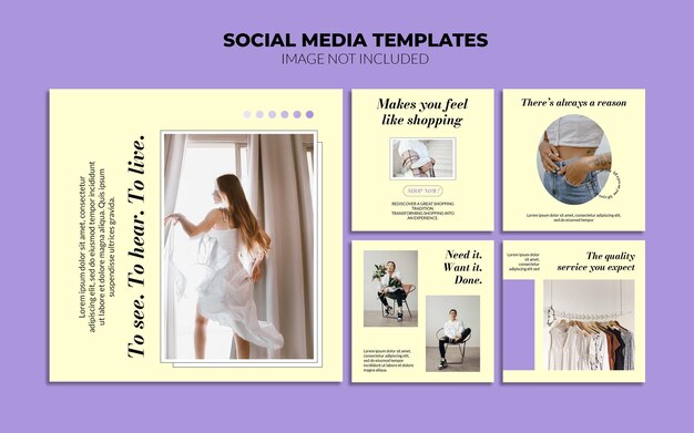 Modelos de postagem no Instagram de mídia social para venda e promoção