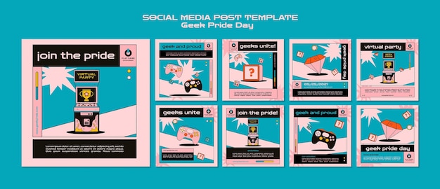 Modelos de postagens do Instagram para o Dia do Orgulho Geek