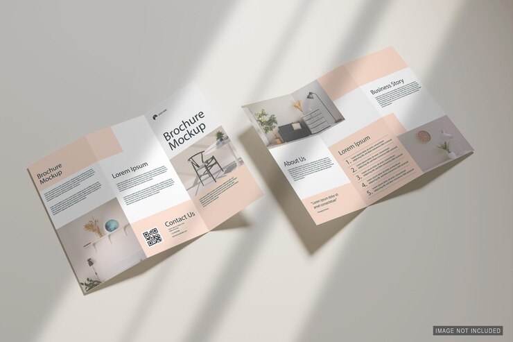 Los modelos de folletos triples PSD son totalmente editables con sombras