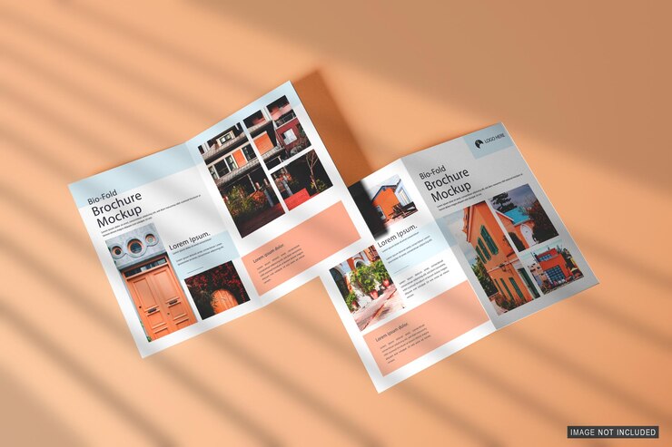 Los modelos de folletos triples PSD son totalmente editables con sombras