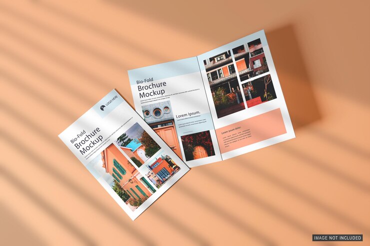 Los modelos de folletos triples PSD son totalmente editables con sombras
