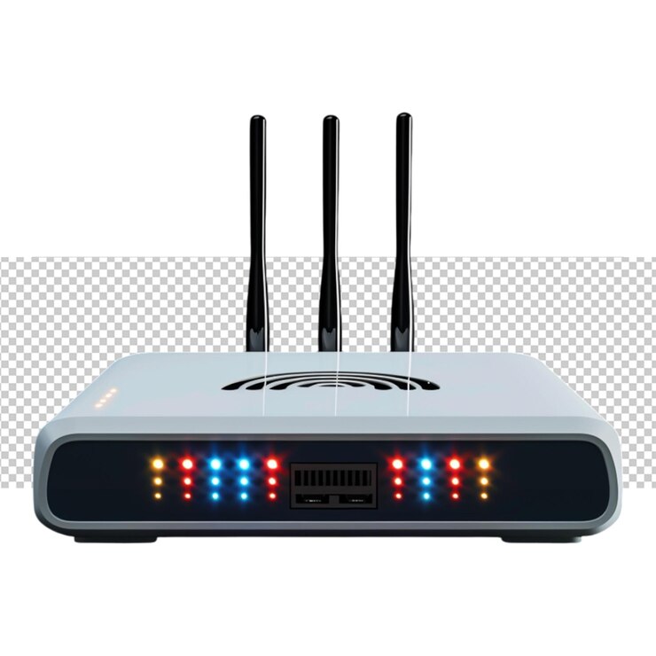 PSD módem de internet wifi wlan en fondo blanco aislado