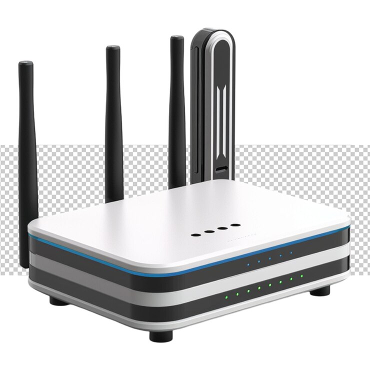 PSD módem de internet wifi wlan en fondo blanco aislado
