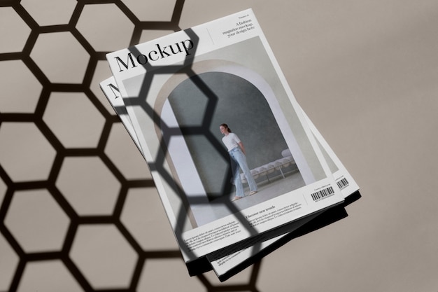 Modemagazin-mock-up-design mit schatten